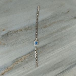 Art Deco Vintage Sterling Bracelet blue stone 925